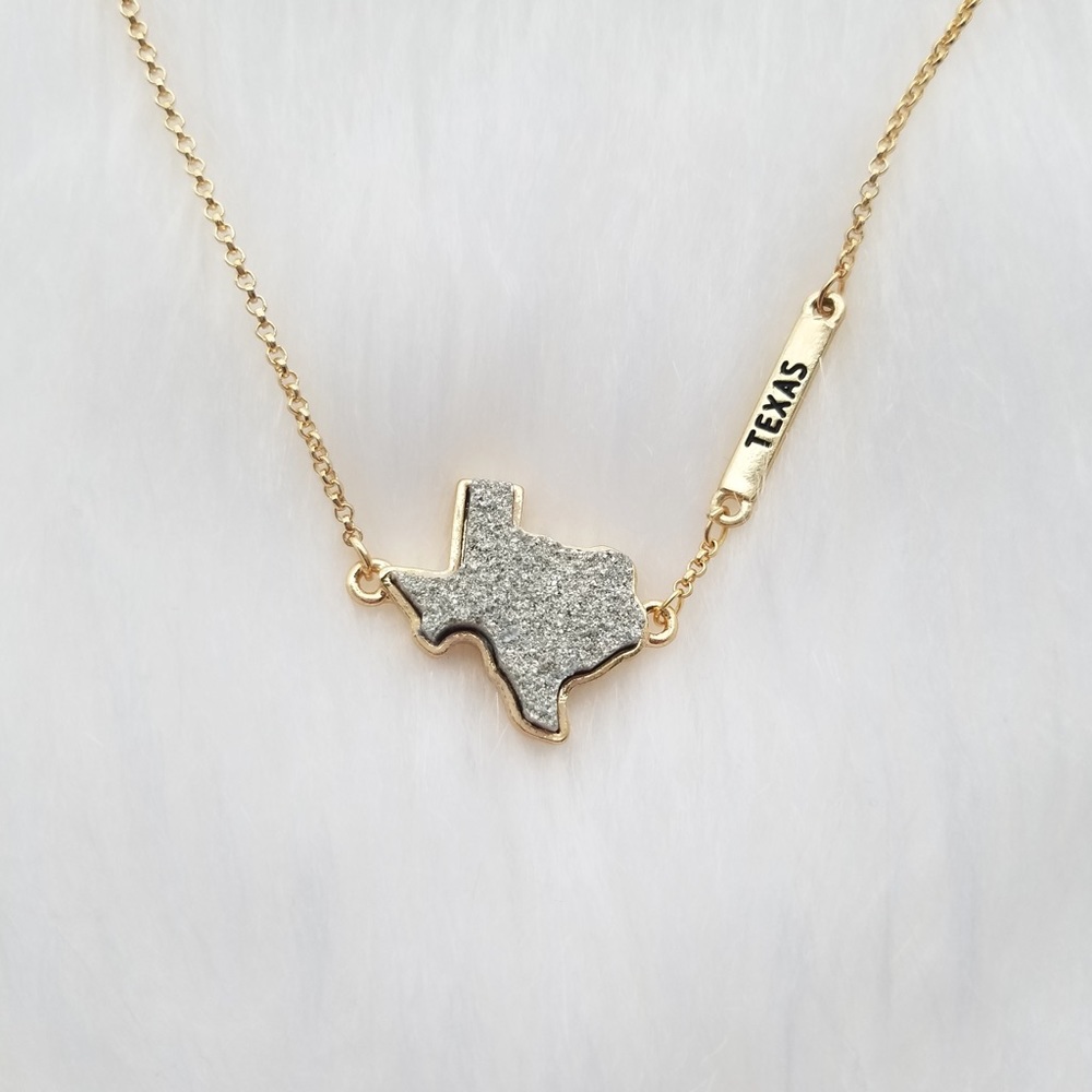 Silver Texas druzy necklace